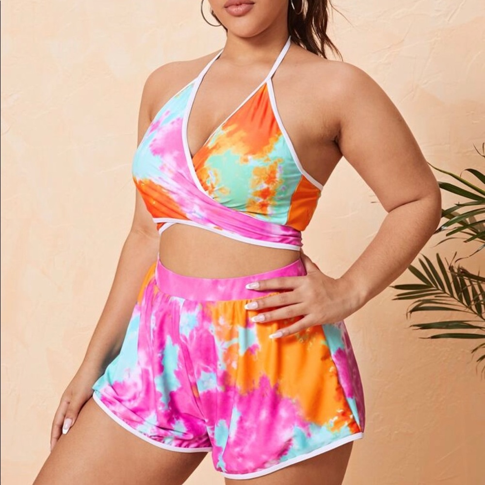 3 piece Tie Dye Wrap Co-Ord Bikini Swimsuit
